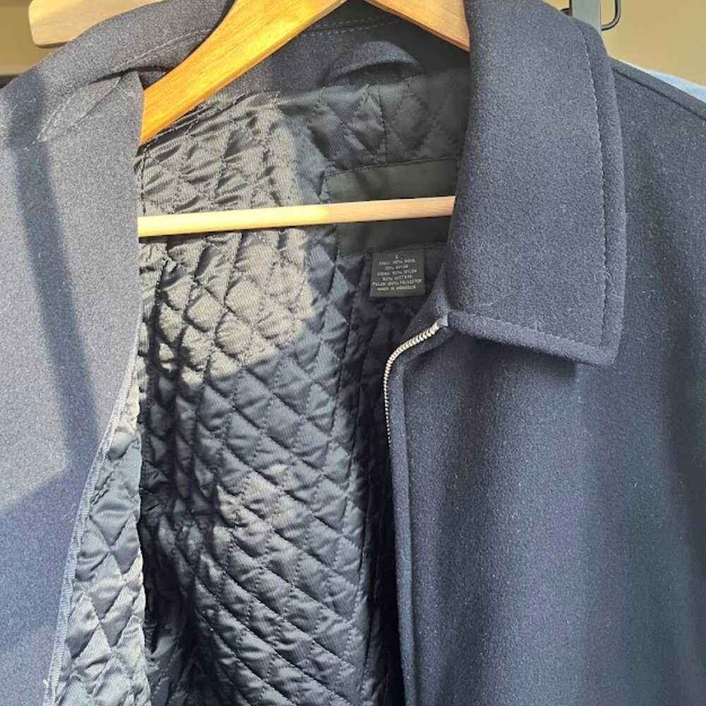 Express - Wool Zip Jacket with Collar - Navy Blue - Size Large